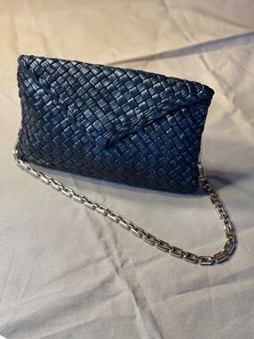 Intrecciato Woven Leather Crossbody with GoldChain